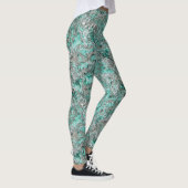 Blauwgroen draaiboek Faux Silver Minerals Agate Pa Leggings (Rechts)