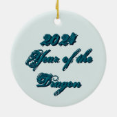 Blauwgroen draak ook keramisch ornament (Achterkant)