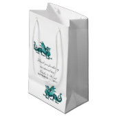 Blauwgroen Dragon Wedding Gift Bag Klein Cadeauzakje (Voorkant Gekanteld)