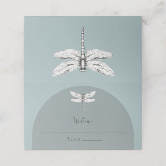 Blauwgroen dragonfly bruiloft (Buitenkant ongevouwen)