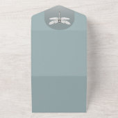 Blauwgroen dragonfly bruiloft all in one uitnodiging (Buitenkant)