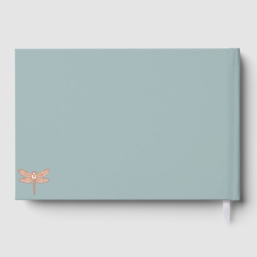 Blauwgroen dragonfly bruiloft gastenboek (Achterkant)