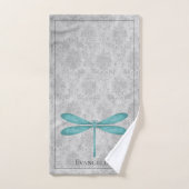 Blauwgroen Dragonfly Damask Bad Handdoek (Handdoek)