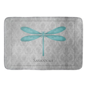 Blauwgroen Dragonfly Damask Badmat