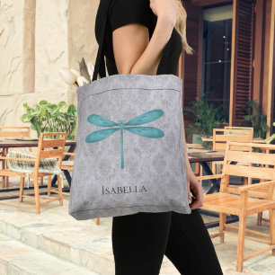 Blauwgroen Dragonfly Damask Draagtas