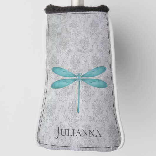 Blauwgroen Dragonfly Damask Golfheadcover (Draai 90)