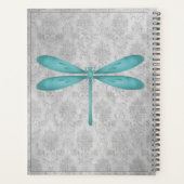 Blauwgroen Dragonfly Damask Planner (Achterkant)