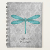 Blauwgroen Dragonfly Damask Planner (Voorkant)