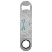 Blauwgroen Dragonfly Damask Speed Flessenopener (Voorkant)