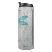 Blauwgroen Dragonfly Damask Thermosbeker (Geroteerd rechts)