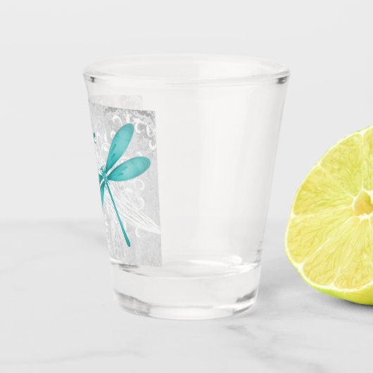 Blauwgroen Dragonfly - Gepersonaliseerd heet glas (Rechts)