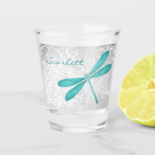 Blauwgroen Dragonfly - Gepersonaliseerd heet glas (Voorkant)