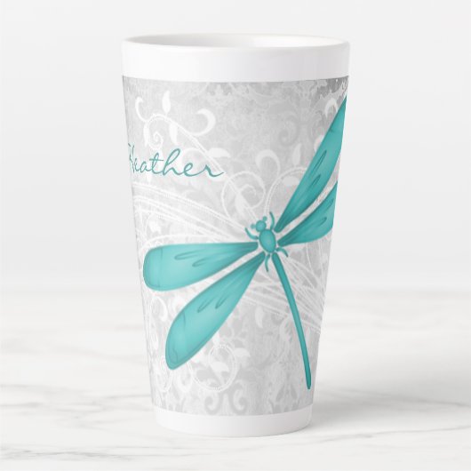 Blauwgroen Dragonfly Persoonlijke latte Mok (Voorkant)