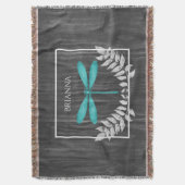 Blauwgroen Dragonfly Rustic - Aangepaste schroefdo Deken (Voorkant Verticaal)