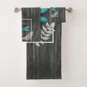 Blauwgroen Dragonfly Rustic Personalized Bath Towe Bad Handdoek (Insitu)