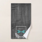 Blauwgroen Dragonfly Rustic Personalized Bath Towe Bad Handdoek (Handdoek)