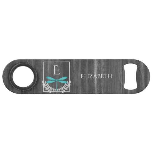 Blauwgroen Dragonfly Rustic Persoonlijke balk Speed Flessenopener (Voorkant (Horizontaal))