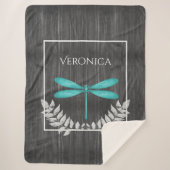 Blauwgroen Dragonfly Rustic Persoonlijke Sherpa Bl Sherpa Deken (Voorkant)