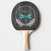 Blauwgroen Dragonfly Rustic Ping Pong Paddle Tafeltennisbatje (Voorkant)