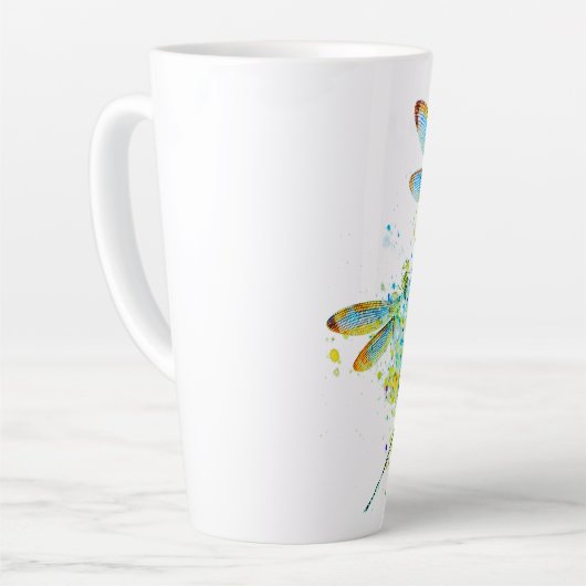Blauwgroen Dragonfly-spier Latte Mok (Linkerhoek)