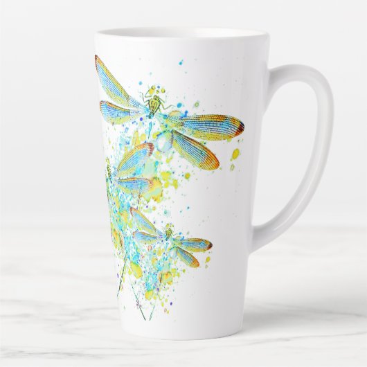 Blauwgroen Dragonfly-spier Latte Mok (Rechts)