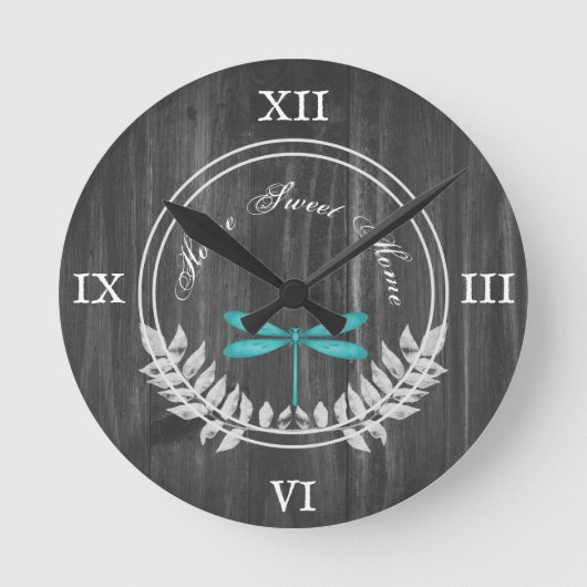 Blauwgroen dragonvlieg bijtende acrylwandklok ronde klok (Voorkant)