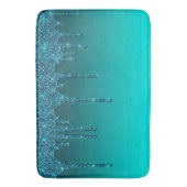 Blauwgroen druppelglitter badmat (Voorkant Verticaal)
