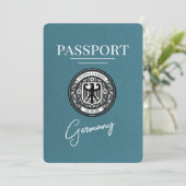Blauwgroen Duits paspoort Bewaar de datum Save The Date (Staand voorkant)