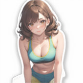 Blauwgroen Dynamo Anime Athlete Sticker (Voorkant)