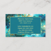 Blauwgroen edelsteen met gouden geometrische visitekaartje (Achterkant)