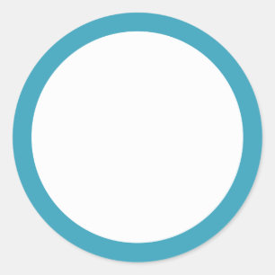 Blauwgroen effen kleurenrand leeg ronde sticker