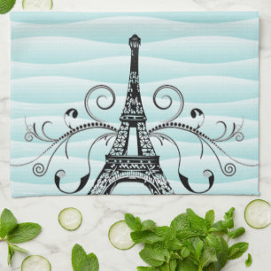 Blauwgroen Eiffel Towel Flourish Kitchen Towel Theedoek