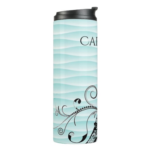 Blauwgroen Eiffeltoren Vlaanderen thermische getum Thermosbeker (Gedraaid links)