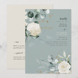 Blauwgroen Elegance White Hydrangeas Vrijgezellenf Kaart