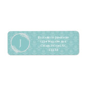 Blauwgroen Elegant Damask-label Etiket (Voorkant)