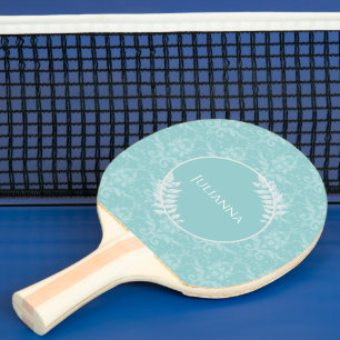 Blauwgroen Elegant Damask Ping Pong Paddle Tafeltennisbatje