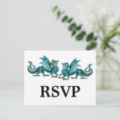 Blauwgroen Elegant Dragons Response Briefkaart (Staand voorkant)