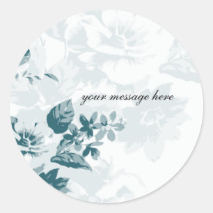 Blauwgroen Elegant Flower Wedding Stickers