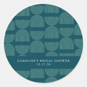 Blauwgroen Elegant medio Arch - aangepast Vrijgeze Ronde Sticker
