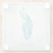 Blauwgroen Elegant Peacock - Gepersonaliseerd Onde Glazen Onderzetter (Achterkant)