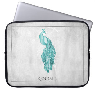 Blauwgroen Elegant Peacock-laptophoes op maat Laptop Sleeve