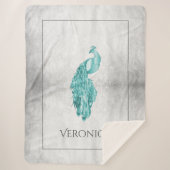 Blauwgroen Elegant Peacock persoonlijke Sherpa Bla Sherpa Deken (Voorkant)