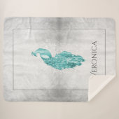 Blauwgroen Elegant Peacock persoonlijke Sherpa Bla Sherpa Deken (Voorkant (horizontaal))