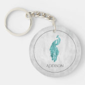 Blauwgroen Elegant Peacock Persoonlijke Sleutelhan Sleutelhanger (Voorkant)