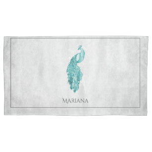 Blauwgroen Elegant Peacock Pillow Hoesje Kussensloop