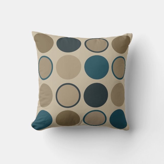 Blauwgroen en aanraakcirkels kussen (Voorkant)