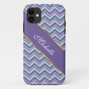 Blauwgroen en Amethist ZigZag iPhone 11 Hoesje