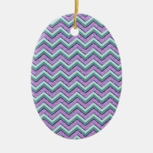 Blauwgroen en Amethist ZigZag Keramisch Ornament