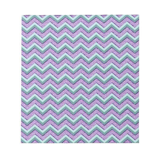 Blauwgroen en Amethist ZigZag Notitieblok (Voorkant)