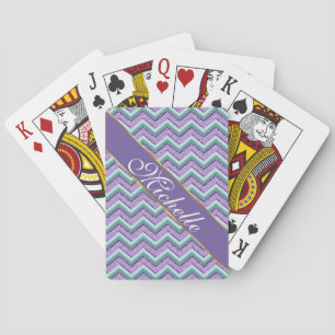 Blauwgroen en Amethist ZigZag Pokerkaarten